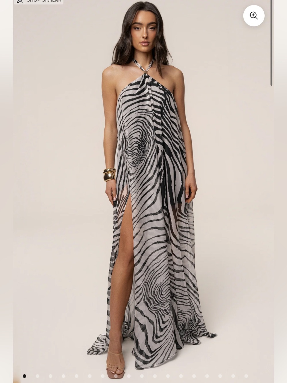 Jluxlabel Halter Zebra Print Maxi Dress in Black and White